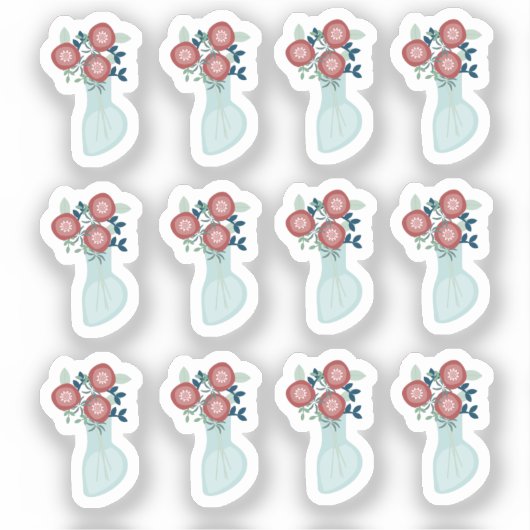 Sticker Planner Vase de fleurs vert (Recto)