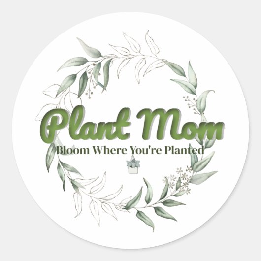 Sticker 'Plant Moeder' Ronde Sticker – Botanisch G (Voorkant)