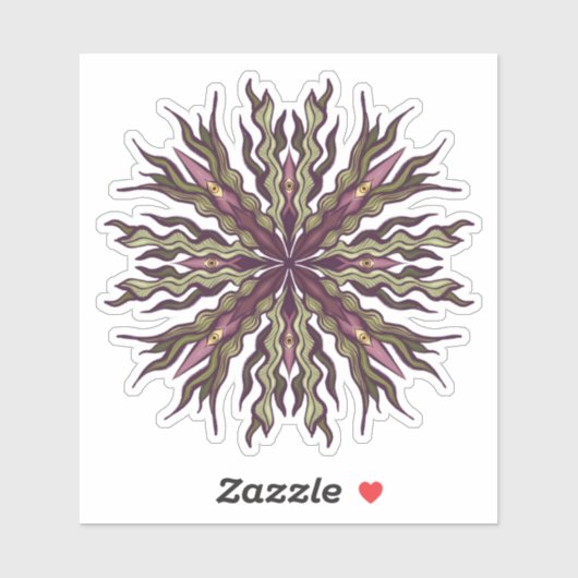 Sticker Plante à œil psychédélique - Mandala botanique sur (Feuille)