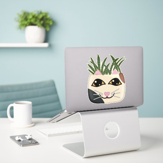 Sticker Plante Calico Cat Snake (Ordinateur portable sur le bureau)