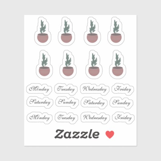 Sticker Plante de la maison Jours de la semaine Planificat (Feuille)