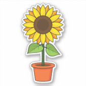 Sticker Plante de tournesol dans un pot (Devant)