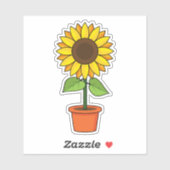 Sticker Plante de tournesol dans un pot (Feuille)