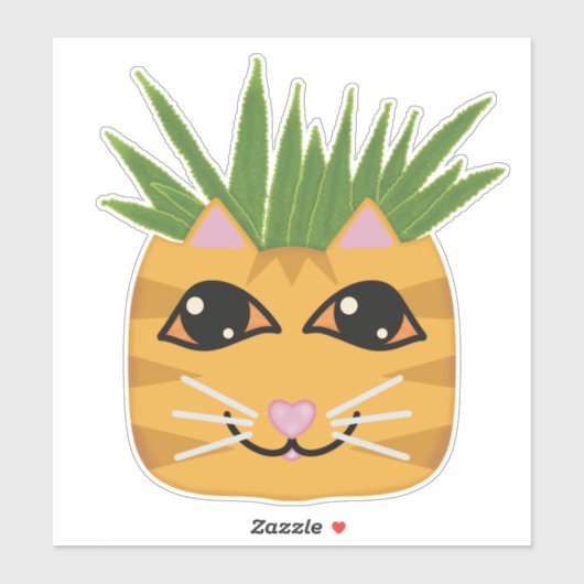 Sticker Plante en loe tabby orange (Feuille)