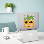 Sticker Plante en loe tabby orange (Ordinateur portable sur le bureau)