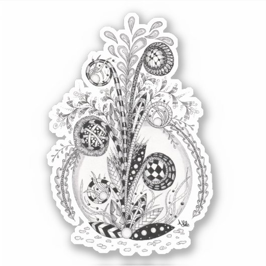 Sticker Plante florale au design Tangle - (Devant)