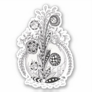 Sticker Plante florale en Tangle Design.