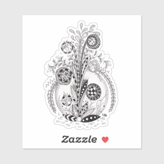 Sticker Plante florale en Tangle Design. (Feuille)