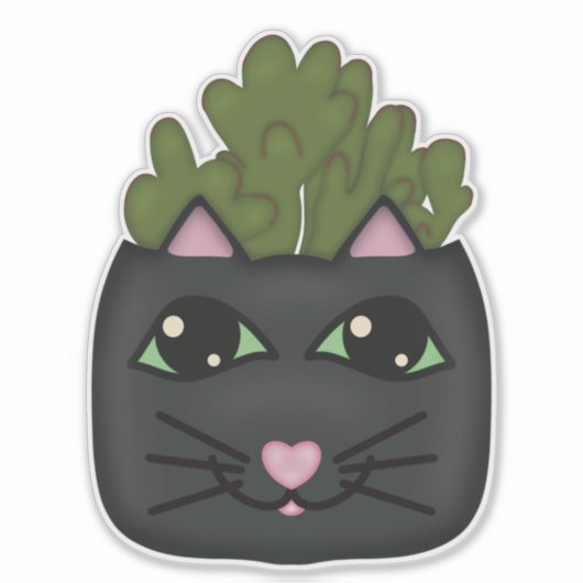 Sticker Plante Jade Chat Noir (Devant)