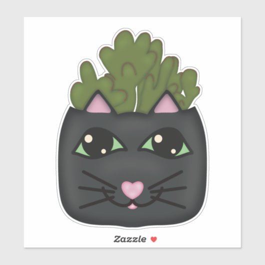 Sticker Plante Jade Chat Noir (Feuille)