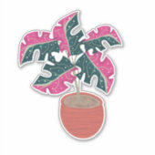 Sticker Plante Monstera Rose Dessinée à la Main (Devant)