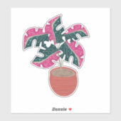 Sticker Plante Monstera Rose Dessinée à la Main (Feuille)