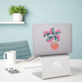 Sticker Plante Monstera Rose Dessinée à la Main (Ordinateur portable sur le bureau)