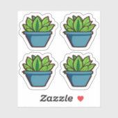 Sticker Plante vert feuilles en pot bleu vibrant (Feuille)