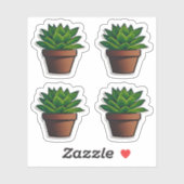 Sticker Plante vert feuilles en Terra Cotta Pot Rustique (Feuille)