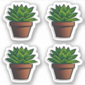 Sticker Plante vert feuilles en Terra Cotta Pot Rustique (Devant)
