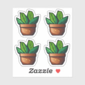 Sticker Plante vert Spiky à Terra Cotta Pot (Feuille)