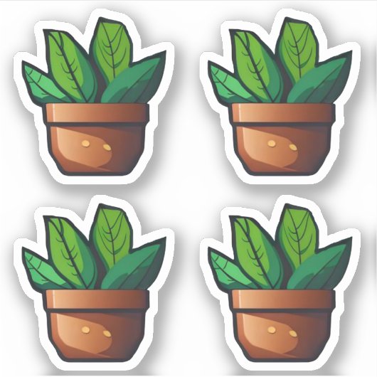 Sticker Plante vert Spiky à Terra Cotta Pot (Devant)