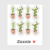 Sticker Plantes de cactus modernes en pot dessinées à la m (Feuille)