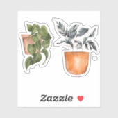 Sticker Plantes en pots - Maison verte (Feuille)