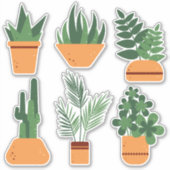 Sticker Plantes intérieurs dans des pots. Jeu botanique de (Devant)