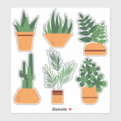 Sticker Plantes intérieurs dans des pots. Jeu botanique de (Feuille)