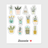 Sticker Plantes pointillés, Succulent & Cactus Vinyl (Feuille)