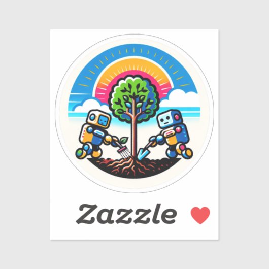 Sticker Planteur d'arbre IA Conception robotique é (Feuille)