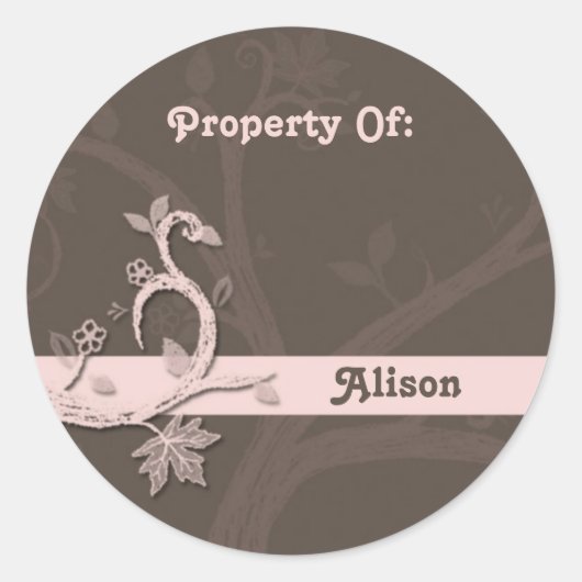Sticker Plaque Arbre Rose (Devant)