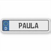 Sticker Plaque de licence de voiture allemande Paula (Devant)