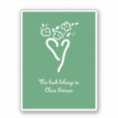 Sticker Plaque de réservation Coeur vert et blanc (Devant)