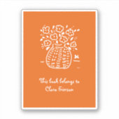 Sticker Plaque de réservation orange et blanc Vase (Devant)