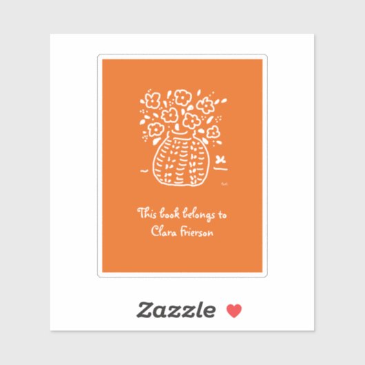Sticker Plaque de réservation orange et blanc Vase (Feuille)