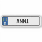 Sticker Plaque d'immatriculation allemande Anni (Devant)