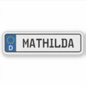 Sticker Plaque d'immatriculation allemande Mathilda (Devant)