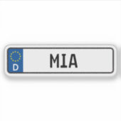 Sticker Plaque d'immatriculation allemande Mia (Devant)