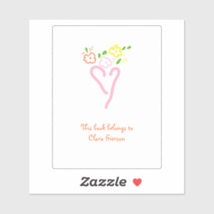 Sticker Plaque-livre Coeur rose et blanc