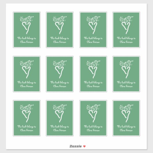 Sticker Plaques de réservation Coeur Vert et Blanc (Feuille)