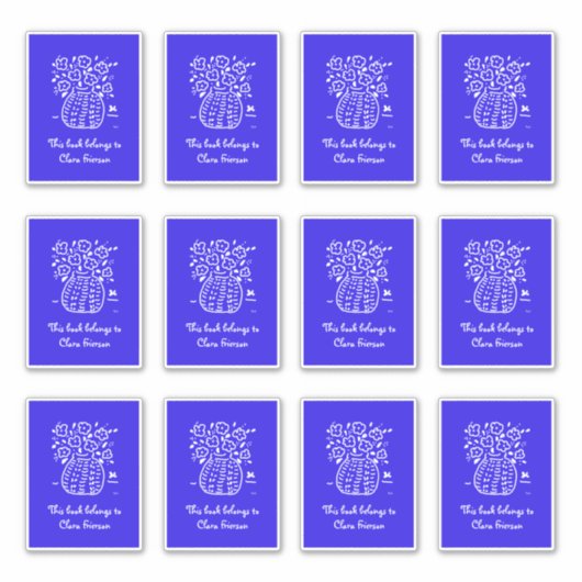 Sticker Plaques de réservation Vase Bleu et Blanc (Devant)