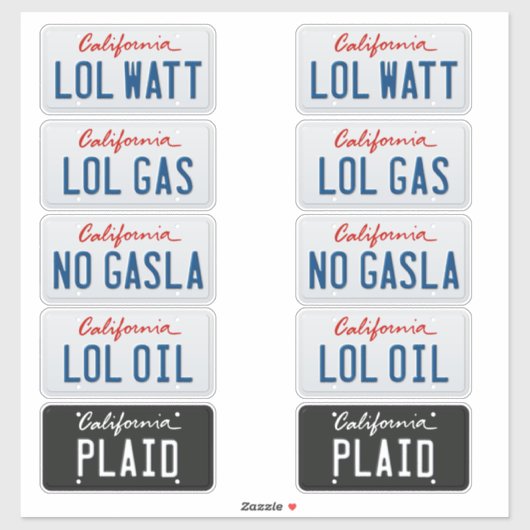 Sticker Plates-formes de licence California Set (Feuille)