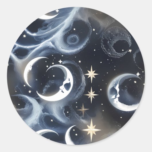 Sticker - Platinum Silver Celestial Moon Mystic  (Devant)