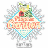 Sticker Playa del Carmen Mexique Retro Cocktail Vintage (Devant)