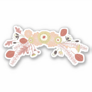 Sticker Playful Floral Mix Peach Green Flowers Illustrés
