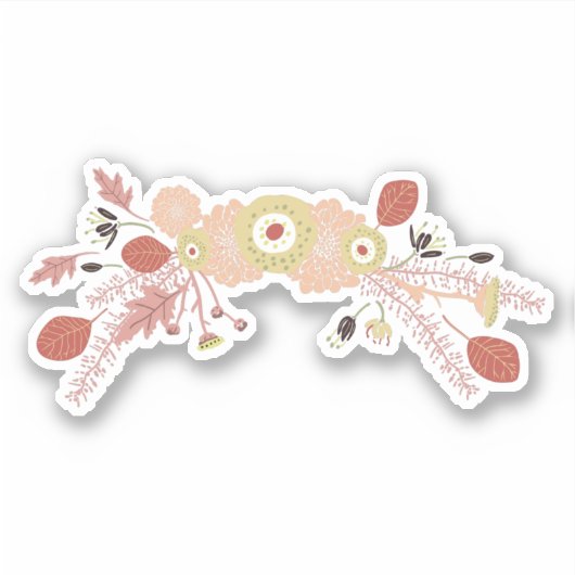 Sticker Playful Floral Mix Peach Green Flowers Illustrés (Devant)