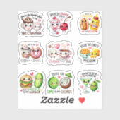 Sticker Playful Pastel Food Pun Couple Art (Feuille)