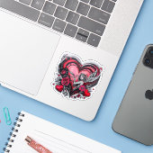 Sticker Plein d'amour Valentin Fille (Ordinateur portable avec iPhone)