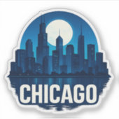 Sticker Pleine lune Skyline de Chicago (Devant)