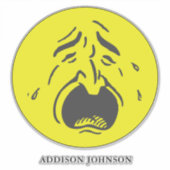 Sticker Pleurer Grosse Bouche Jaune Expression et nom du v (Devant)