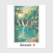 Sticker Plitvice Lakes National Park Illustration Travel (Feuille)