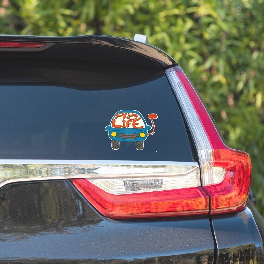 Sticker Plug Life Cute Blue Electric Voiture (Côté voiture)